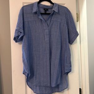 2 for $15 - Chambray Linen-Feel Short Sleeve Top